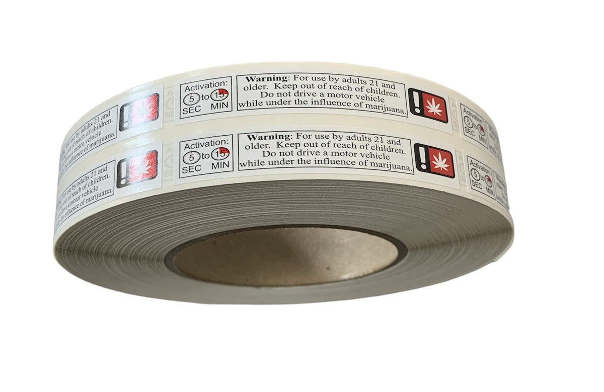 Universal Symbol, Activation Time, and Verbal Warning Label - 2,000 Label Roll