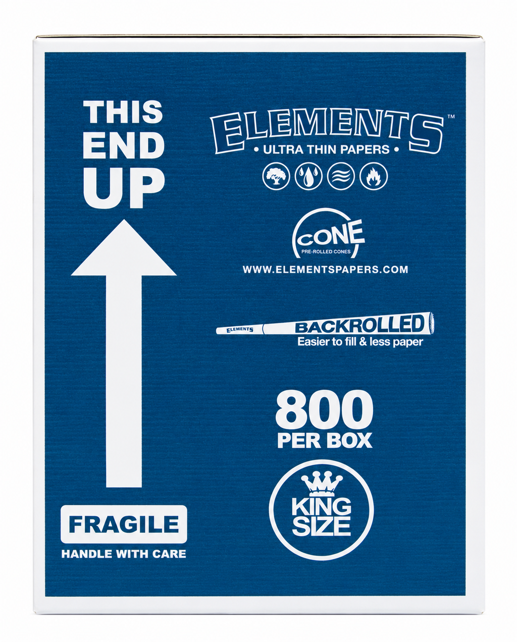 Elements King Size Cone - Rice - 800 Ct Backrolled