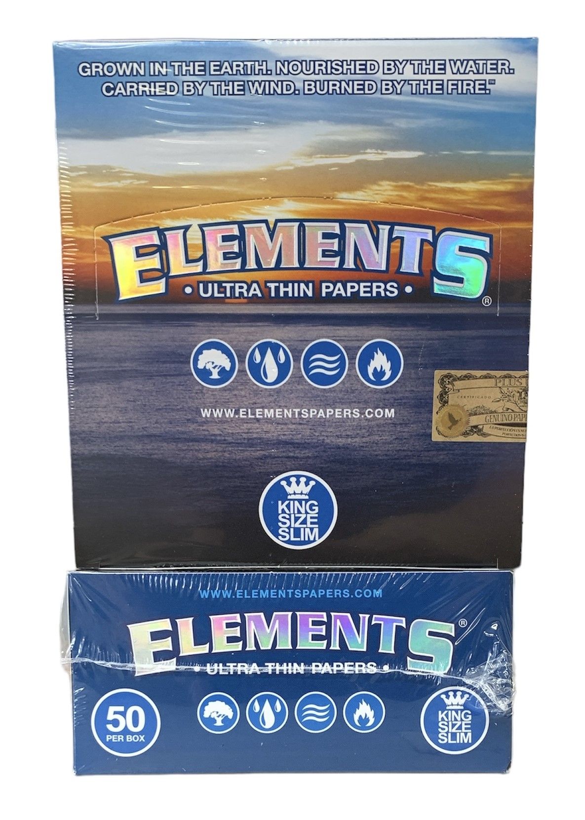 Elements King Size "Slim" Rice Rolling Paper - 50 Ct