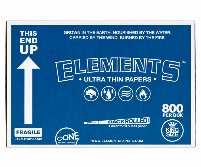 Elements King Size Cone - Rice - 800 Ct Backrolled