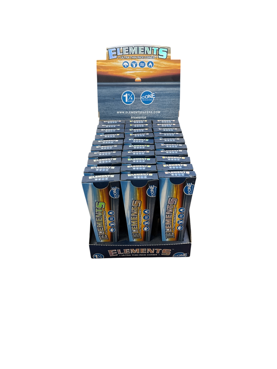 Elements 1-1/4" Retail Cones - Rice Paper - 30 x 6 Pack Boxes