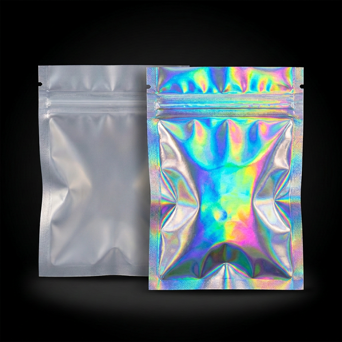1 Gram Resealable Mylar Bag - 1000 Ct - Holographic/Clear