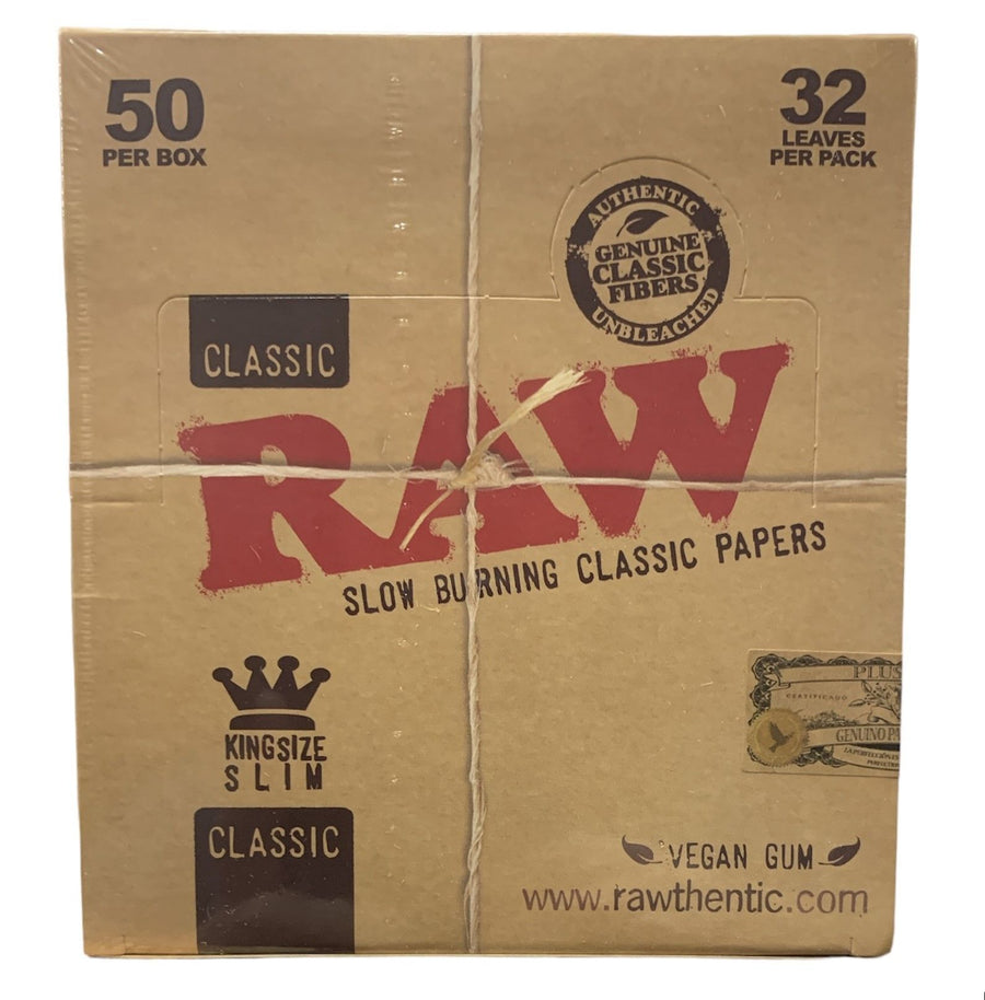 RAW King Size Classic Slim Rolling Paper - 50 Ct